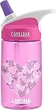 CamelBak Eddy Kids Back to School Water Bottle, Glitter Hearts, 0.4 L