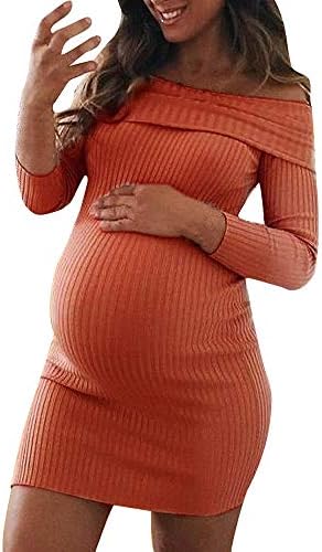 MOONHOUSE โค๏ธโค๏ธ 2018 Maternity Mom Women Off Shoulder Dress Baby Nursing Gown Bridesmaid Pregnant Sweater Dressโค๏ธโค๏ธ Plus Size