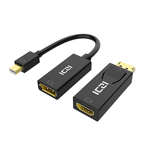 Mini DP to DP & DP to HDMI Adapter, ICZI Mini DisplayPort(Thunderbolt) to Displayport & DisplayPort to HDMI Adapter 4K Combination, Pack of 2