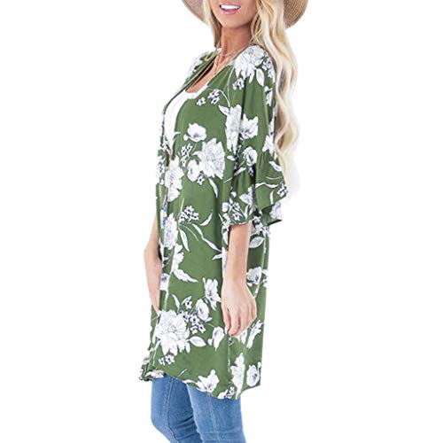 Farmerl Womens Loose Cardigan Ladies Floral Ruffles Long Blouse Tops Outwear-New