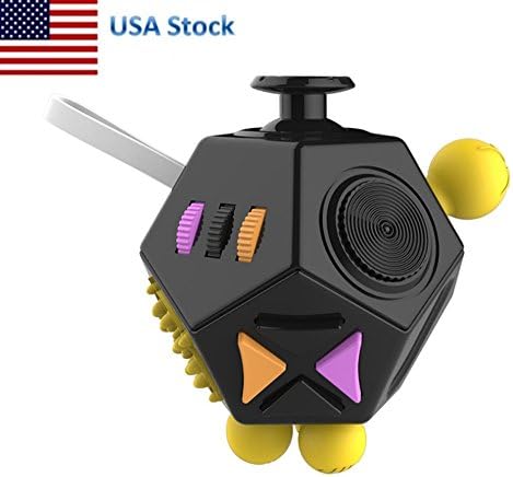 Parit 12-Side Magic Fidget Dodecagon Cube Toy Anti-anxiety Adult Stress Relief Focus Kids Toy Gifts (Black &amp; Yellow)