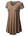 URBANCLEO Womens V-Neck Elong Tunic Top Mini T-Shirt Dress Mocha 2XLARGE