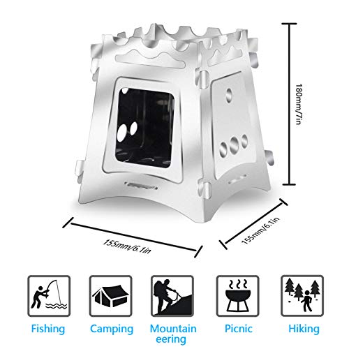 VODA Camping Stove Burner for Outdoor Camping Hiking Cooking Outside Light Weight Portable Backpacking SUS 430 Stoves for BBQ Picnic - Thumbnail 2