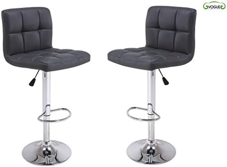 Vogue Furniture Direct Direct Adjustable Height Swivel Barstools With Footrest (Set of 2) Black
