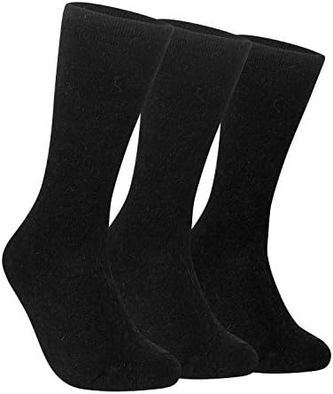Men's cashmere socks 3 pairs of winter solid color wool socks (Black)