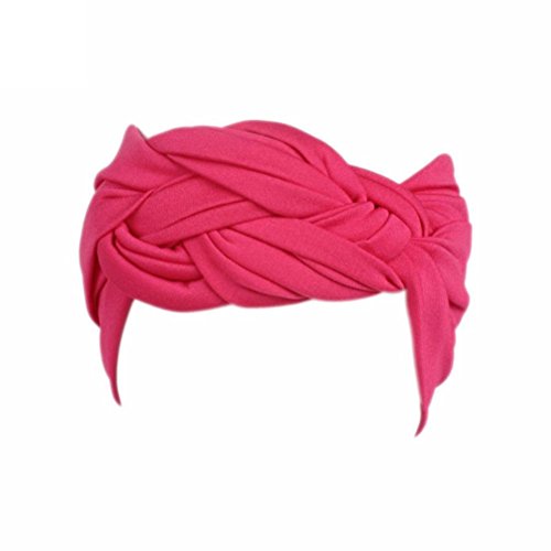 Clearance!Women Turban Headband Ladies Solid Color Wide Head Warp Hair Band Sports Elastic Hairband (Hot Pink)