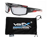 VertX Men's Polarized Sunglasses Sport Running Outdoor w/ Free Microfiber Pouch – Black and Red Frame – Mirror Lens