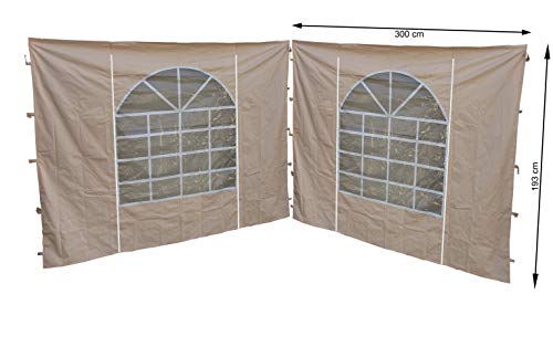 QUICK STAR 2 Seitenteile mit PVC Fenster 300x193 cm für Pavillon Sahara 3x3m Seitenwand Sand