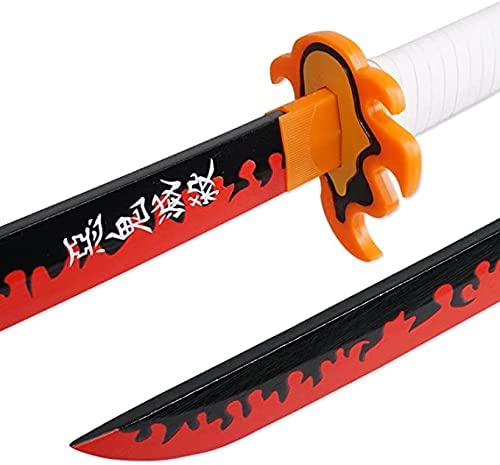 GUGUBU Demon Slayer Cosplay Handmade Foam Katana Nichirin Sword with PVC Sheath 100cm (Rengoku)