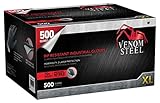 Venom Steel Nitrile Gloves, Rip Resistant Disposable Latex Free Black Gloves, 2 Layer Gloves, 6 mil Thick, X-Large (Pack of 500)