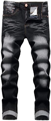 ZYXTIM Mens Slim Fit Biker Moto Jeans Skinny Stretch Ripped