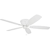 Honeywell Ceiling Fans Glen Alden, 52 inch Classic Flush Mount Indoor Ceiling Fan with No Light, Pull Chain, Quick-2-Hang Dua