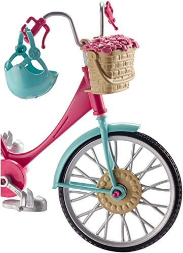 Barbie-Fahrrad, Fahrrad mit Blumenkorb, bewegliche Räder, rosa Fahrrad Puppe, Puppe, Geschenk für Kinder, Spielzeug ab 3 Jahre,DVX55 – Bild 3