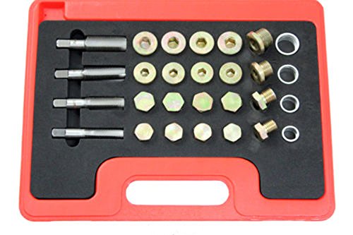 24pc Oil Pan Drain Plug Thread Repair Kit Metric Tool M13 M15 M17 M20