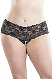 Oh La La Cheri Women's Crotchless Boyshort (1X/2X, Black)