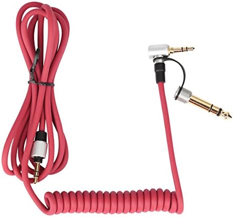 stargoldenbell Audio Cable Aux Cable Auxiliary Cable PU Red Spring 90 Degree Right Angle Headphone Cable with A Elbow 3.5 mm, A Straight 3.5 mm and 6.35mm Adapter,Red