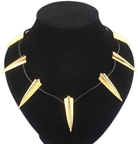 Nxinon New Black Panther Necklace Cosplay Wakanda King T'Challa Pendant Necklace for Men and Boy (Gold)