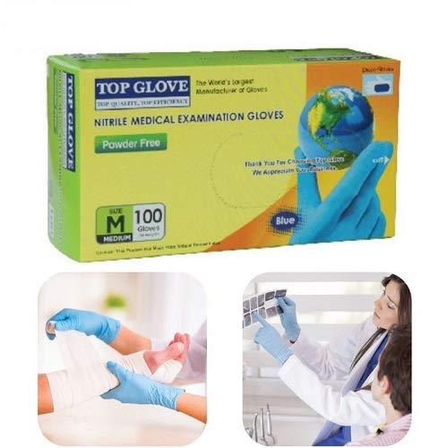 Top Glove Powder Free Disposable Blue Nitrile Gloves AQL 1.5 Box of