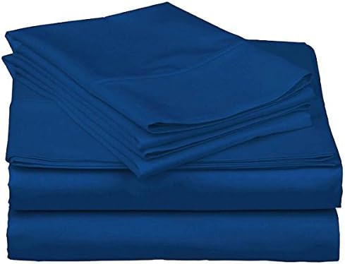Pacific Linens | Luxurious Soft 4 Piece Bed Sheets Set with Deep Pockets | 100% Cotton | Wrinkle, Fade & Stain Resistant | 500 Thread Count | Queen Size | Navy Blue