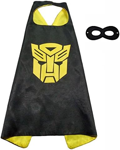 FASHION ALICE Superhero Superman CAPE & MASK SET,Halloween Costume Cloak for Child (Transformers,Black)