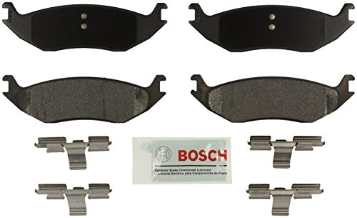 Bosch BE967H Blue Disc Brake Pad Set with Hardware for Select Chrysler, Dodge, and RAM Trucks, SUVs, and Vans - REAR