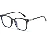 Lyrasses Photochromic Glasses Blue Light Blocking Unisex Fashion Frames | Blue Light &amp; Photochromic Options - Clear Blue Light Filtering Lenses or Sunlight-Darkening Lenses in Square Frames