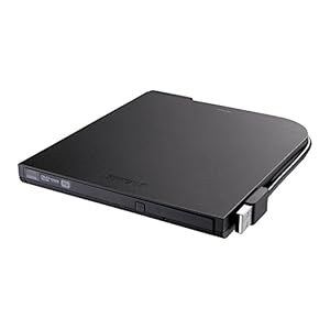 BUFFALO Surface対応 書き込みソフト添付 ケーブル収納 ウルトラスリムタイプ ポータブルDVD ブラック DVSM-PT58U2V-BKC