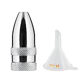 Posh Premium Silver Metal Snuff Bullet (Anodized Aluminum) w HumanFriendly Micro Funnel - Twist Nasal Sniffer