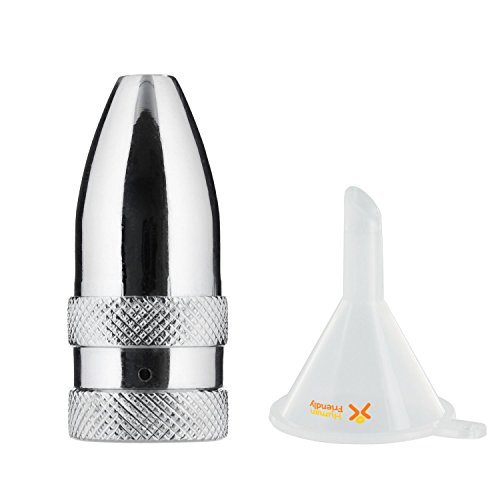 Posh Premium Silver Metal Snuff Bullet (Anodized Aluminum) w HumanFriendly Micro Funnel - Twist Nasal Sniffer