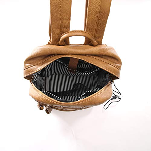 Leather Diaper Bag by miss fong, Diaper Bag Backpack with USB Charger