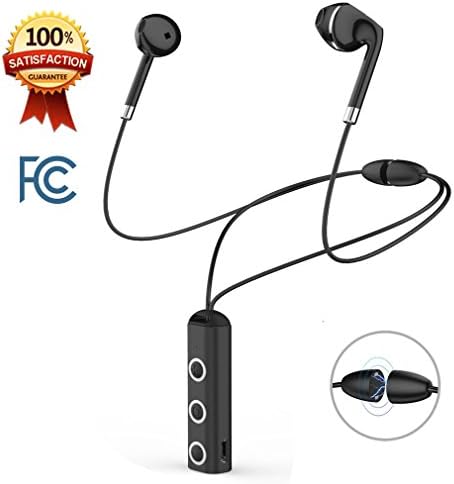 Bluetooth Headphones, QUIMOOZ Wireless Sports Earphones with Mic HD Stereo Sweatproof In Ear Earbuds for Gym Running Workout Call Vibrate Voice Prompt Noise Canceling Magnetic Neckband Headsets Black