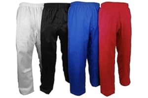 Knockout Fight Gear Karate Pants 7.5 oz Taekwondo Martial Arts Elastic Waist for Kids & Adults (Black 1)