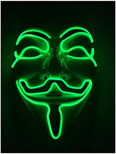 EL Wire Halloween Cosplay Led Mask Light Up Mask for Festival Parties Christmas Gifts Birthday Party Gift Any Parties (one size, Lime)