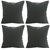 Deconovo Faux Linen Pillow Covers Decorative Pillow Case Cushion Cover for Sofa 18 x 18 Inch Dark Grey Set Of 4 No Pillow Insert