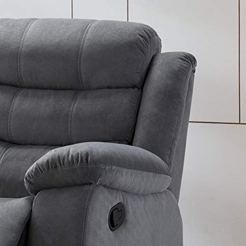Christies Home Living 2-Piece Reclining Living Room Upholstered Sofa, Set with 4, Sofa & Loveseat, Grey