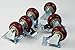 Caster Wheels 2 Swivel Casters 2 Swivel With Brake On Red Polyurethane Wheels 1200 Lbs 3 inch 4 Pack