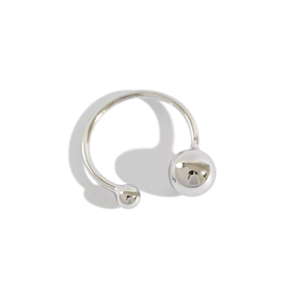 Double Ball Open Ring S925 Sterling Silver, Minimalist Statement Adjustable Band, Size O-S, Promise Engagement Jewellery for Women Girls
