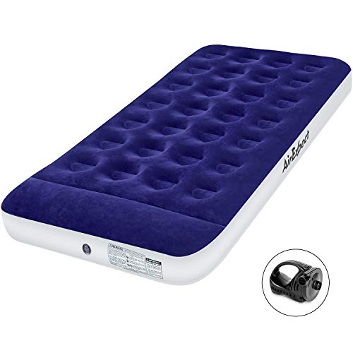 Air Mattress Twin Camping Airbed – AirExpect Rechargeable Wireless Pump Inflatable Mattress with Built in-Pillow, Quilt Top, Storage Bag for Home Guest Travel, Height 9″, 2-Year Warranty