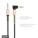 havit 3.5mm Audio Cable Cord, Flat 90 Degree Right Angle AUX Cable with Steel Spring Relief for Headphones, iPods, iPhones, iPads, Home/Car Stereos and More (Black)