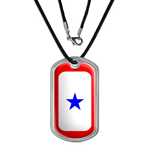 Blue Star Flag - One 1 War Mother Service Military Dog Tag Black Cord