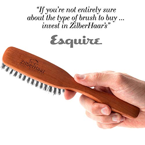 ZilberHaar Long Hair & Beard Brush Made From Stiff First Cut Boar Bristles And Pearwood