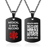 Theluckytag Medical Alert Necklace for Men Women