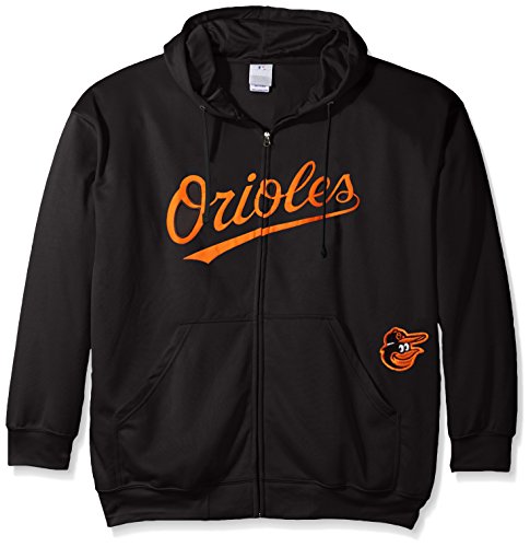 MLB Baltimore Orioles Men's Full Zip Poly Fleece with Wordmark Chest with Logo near Pocket, 2X/Tall, Black