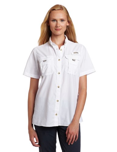 Columbia women s bahama short sleeve fishing shirt (whi…