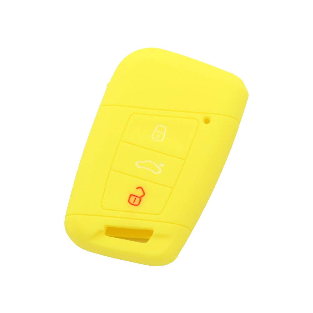 BROVACS Silicone Cover Protector Case Holder Skin Jacket Compatible with VOLKSWAGEN Passat B8 Magotan SKODA Superb A7 3 Button Smart Remote Key Fob CV9807 Yellow