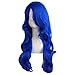 MapofBeauty 24 Inch/60cm Charming Synthetic Long Wavy Side Bangs Women Party Anime Cosplay Wig (Navy Blue)
