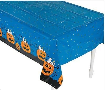 Amazon ピーナッツ ハロウィン テーブルクロス パーティー用品に欠かせないこのプラスチックテーブルクロスは スヌーピー とウッドストックと一緒にぶら下がるハロウィンテーマで印刷されています テーブルクロス オンライン通販