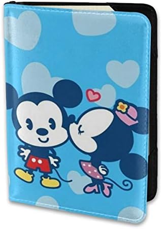 Passport Holder Cover Case Mickey Minnie Heart Leather Travel Wallet For Women And Men
