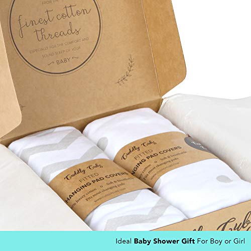 Cuddly Cubs Baby Changing Table Pad Cover Set for Boys & Girls | Soft & Breathable 100% Jersey Cotton | Adorable Unisex Patterns & Fitted Elastic Design | Cute Nursery & Cradle Bedding Sheets 2-Pack