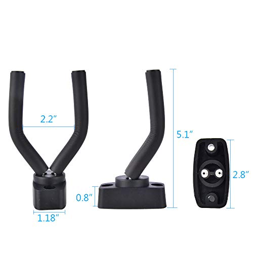 Haneye Guitar Wall Mount Hangers 6-Pack,Guitar Hanger Keep Long Holder Hook Stands for All Size Stringed Musical Instrument Electric Guitars,Bass,Mandolin,Banjo,Violin,Ukulele Accessories Black - Thumbnail 2